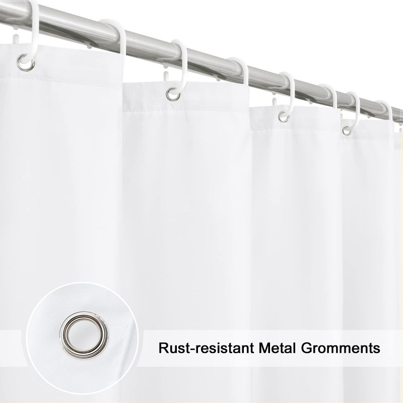EurCross Extra Long Fabric Shower Curtain Liner 84 inches Long Length, Light in Machine Washable Water-Repellent Solid White Shower Curtain Liner for Bathroom 72 x 84inch - Image 5